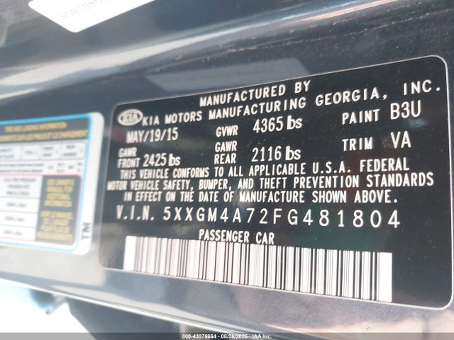 5XXGM4A72FG481804 KIA dohc gdi theta ii