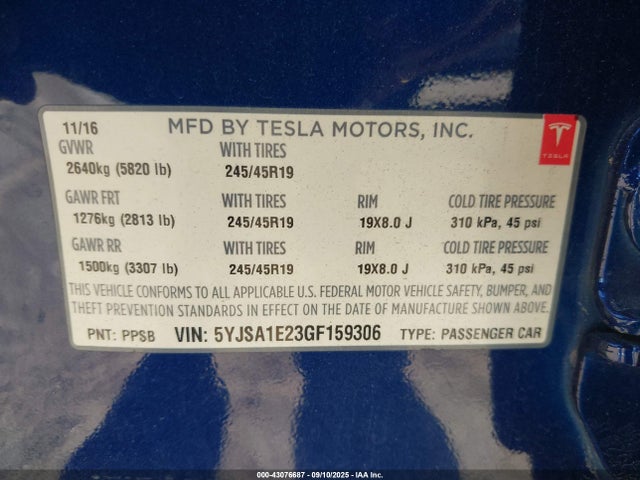 2016 TESLA MODEL S 5YJSA1E23GF159306 Photo 8