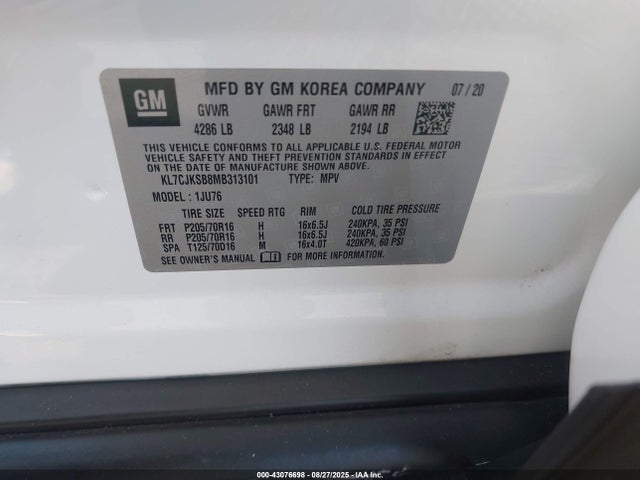 Chevrolet LUV 2021 KL7CJKSB8MB313101 Image 9