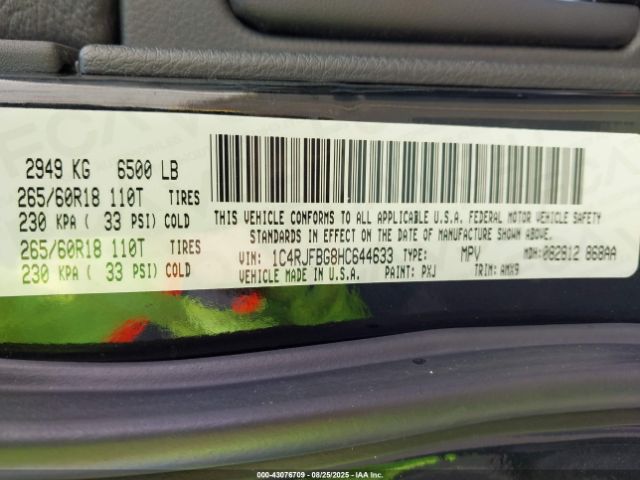 2017 JEEP GRAND CHEROKEE 1C4RJFBG8HC644633 Photo 8