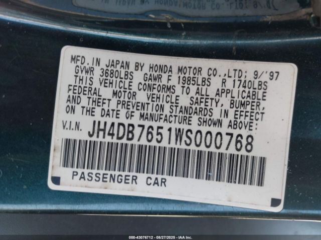 1998 ACURA INTEGRA JH4DB7651WS000768 Photo 8