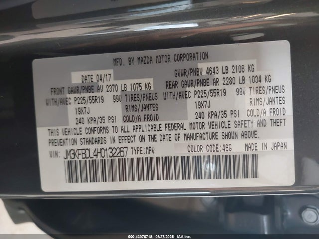 Mazda py 2017 JM3KFBDL4H0132267 Image 9
