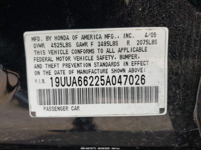 2005 ACURA TL 19UUA66225A047026 Photo 8
