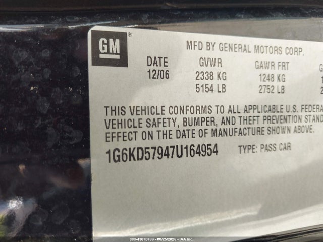 2007 CADILLAC DTS 1G6KD57947U164954 Photo 8