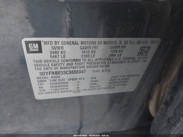 2012 CADILLAC SRX 3GYFNBE33CS656047 Photo 8