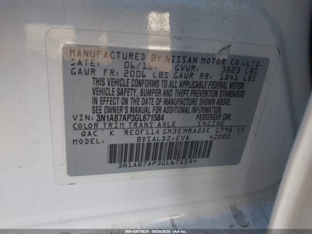 Nissan Sentra 2016 3N1AB7AP3GL671584 Image 9