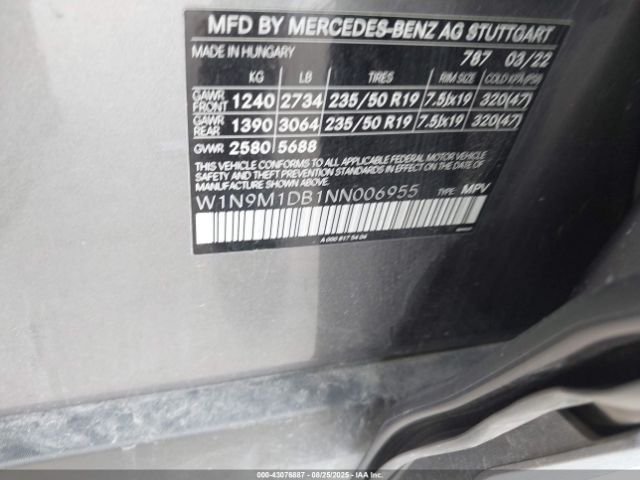 2022 MERCEDES-BENZ EQB 350 SUV W1N9M1DB1NN006955 Photo 8