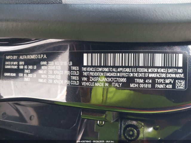ZASPAJAN3K7C70966 Alfa Romeo Stelvio