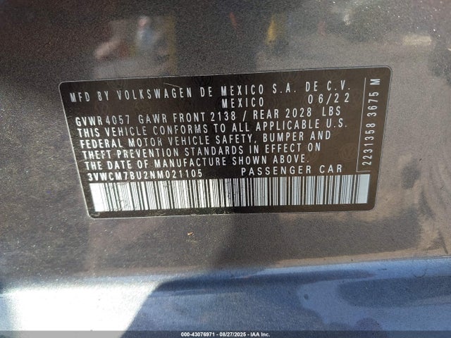 Volkswagen 1.5 tsi 2022 3VWCM7BU2NM021105 Image 9