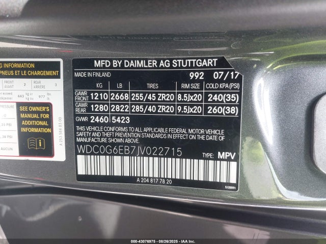 Mercedes-Benz m276 2018 WDC0G6EB7JV022715 Image 9