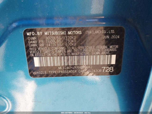 Mitsubishi mivec 2024 ML32AUHJXRH020042 Image 9