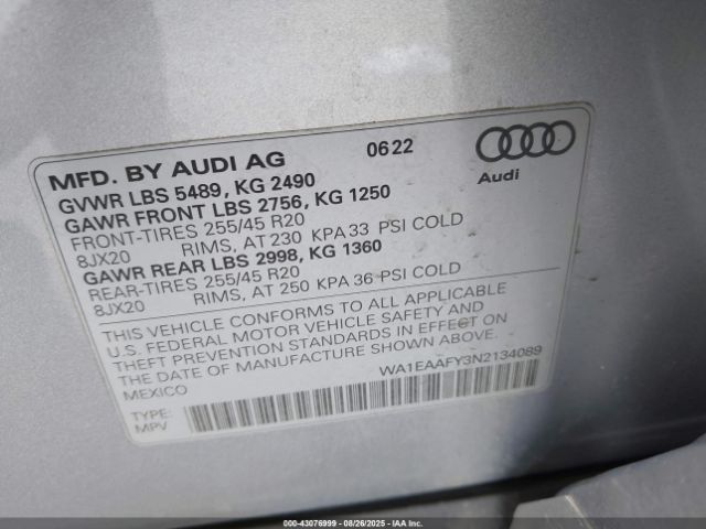 2022 AUDI Q5 WA1EAAFY3N2134089 Photo 8