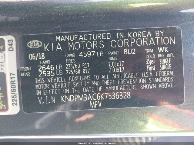 KNDPM3AC6K7536328 KIA gdi theta ii