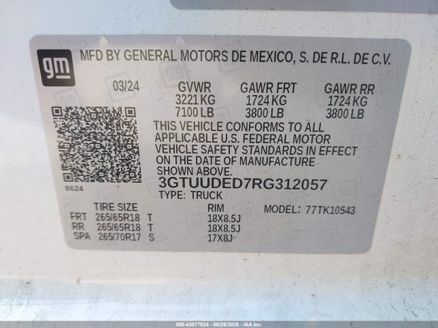 3GTUUDED7RG312057 GMC l84