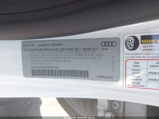 WUAWAAFC1HN902544 Audi 2017