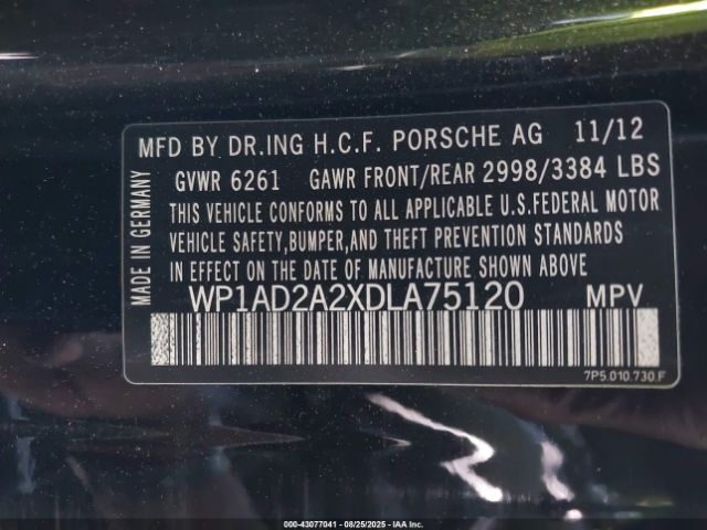 2013 PORSCHE CAYENNE WP1AD2A2XDLA75120 Photo 8