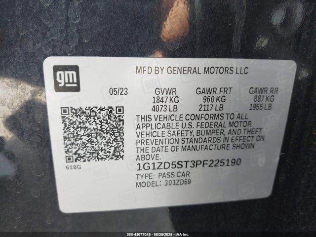1G1ZD5ST3PF225190 Chevrolet lfv