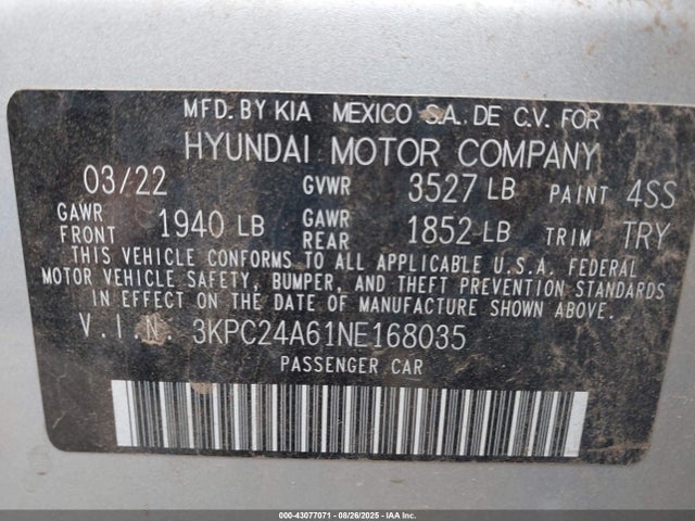 Hyundai gamma ii 2022 3KPC24A61NE168035 Image 9