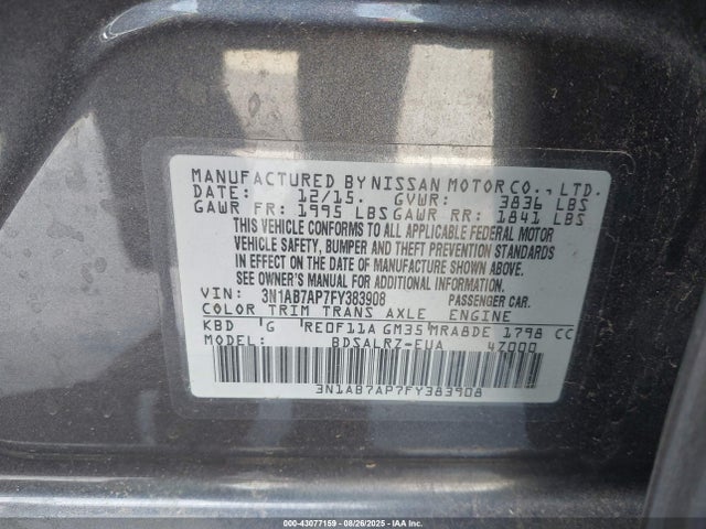 Nissan Sentra 2015 3N1AB7AP7FY383908 Image 9