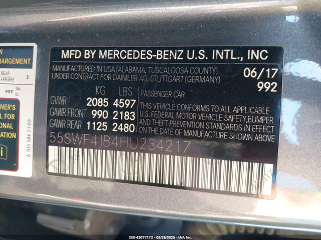 55SWF4JB4HU234217 Mercedes-Benz C 300