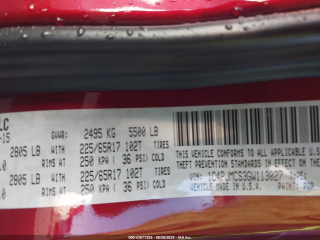 2016 JEEP CHEROKEE 1C4PJMCS3GW113027 Photo 8