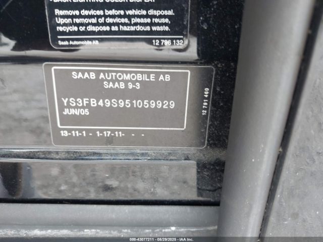 2005 SAAB 9-3 YS3FB49S951059929 Photo 8