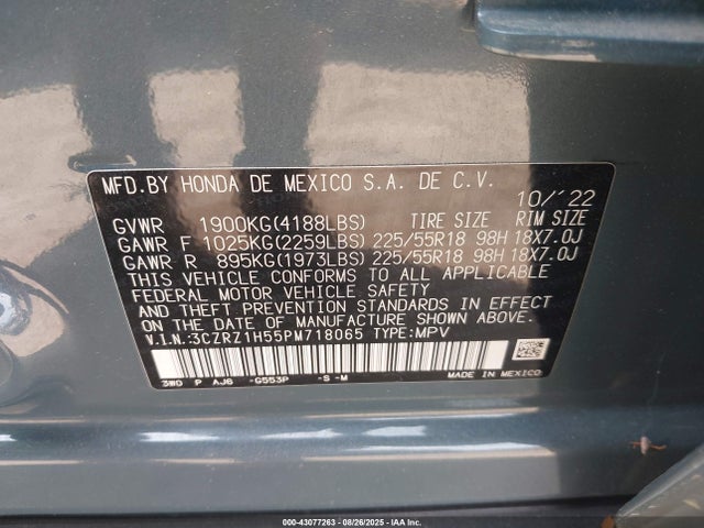 3CZRZ1H55PM718065 Honda k20z5