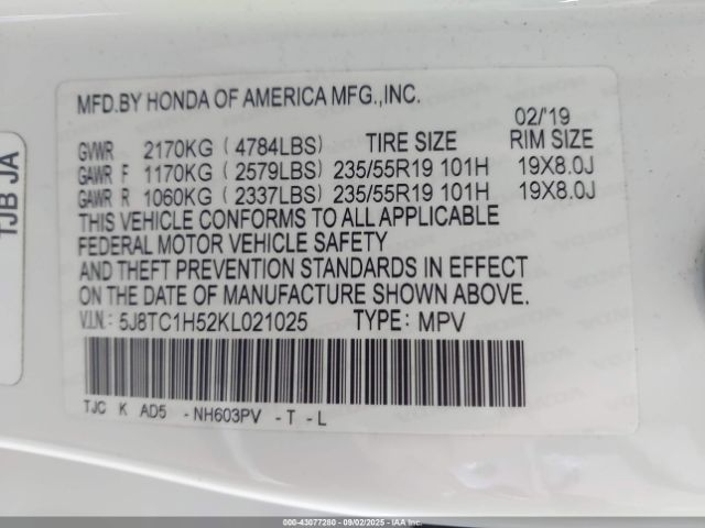 2019 ACURA RDX 5J8TC1H52KL021025 Photo 8