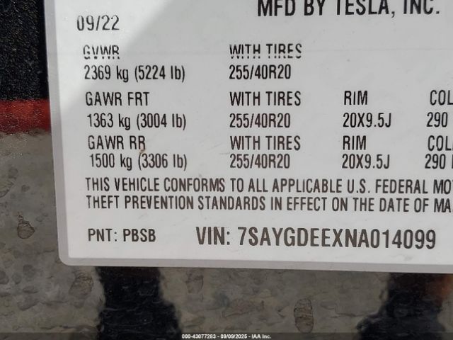 2022 TESLA MODEL Y 7SAYGDEEXNA014099 Photo 8