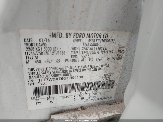 Ford F-250 2016 1FT7W2AT6GEB94130 Image 9
