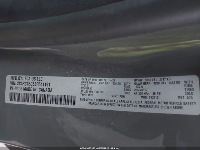 Chrysler Pacifica 2025 2C4RC1BG8SR541191 Image 9