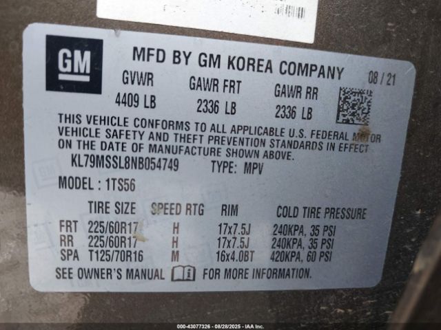 2022 CHEVROLET TRAILBLAZER KL79MSSL8NB054749 Photo 8