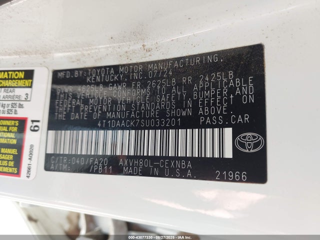 Toyota a25a-fxs 2025 4T1DAACK7SU033201 Image 9