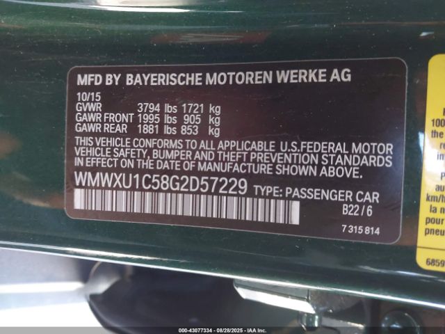 2016 MINI HARDTOP WMWXU1C58G2D57229 Photo 8