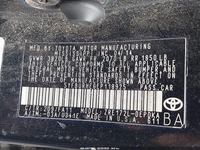 Toyota 2zr-fe 2014 5YFBURHE6EP118925 Image 9