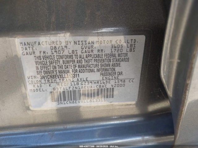 3N1CN8EVXLL813311 Nissan 2020