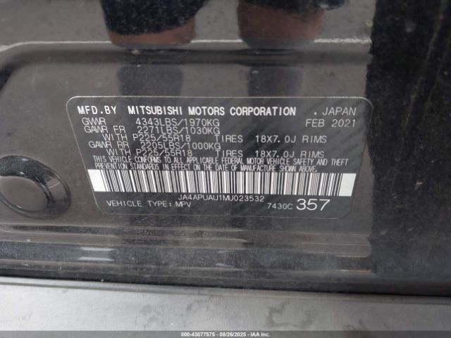 2021 MITSUBISHI OUTLANDER SPORT JA4APUAU1MU023532 Photo 8