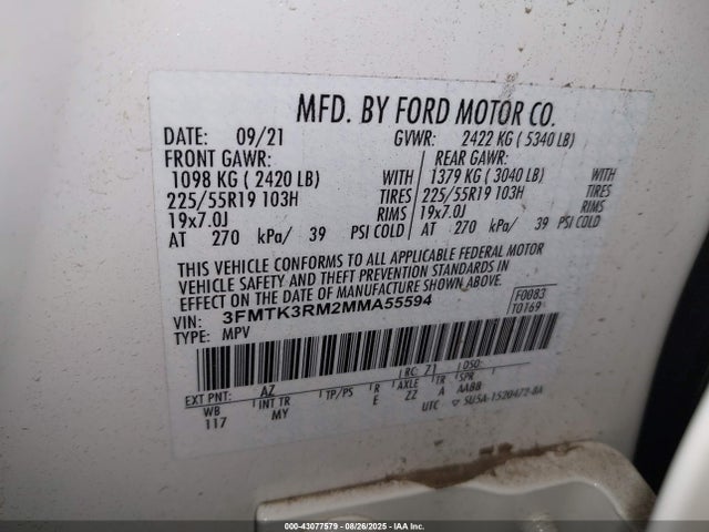 Ford Mustang Mach-E 2021 3FMTK3RM2MMA55594 Image 9
