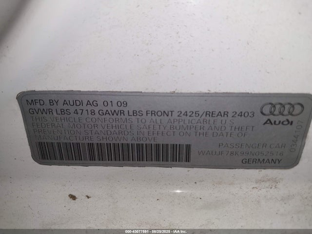 2009 AUDI A4 WAUJF78K99N052516 Photo 8
