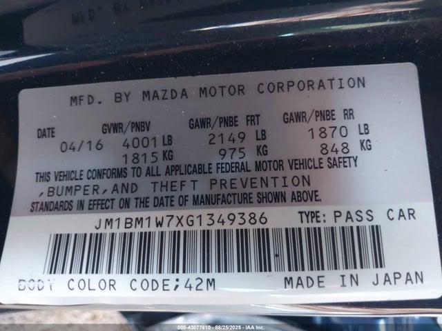 JM1BM1W7XG1349386 Mazda pe