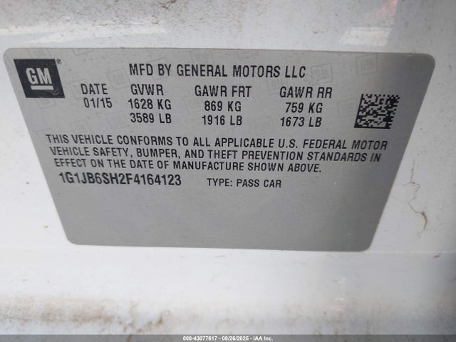 1G1JB6SH2F4164123 Chevrolet luw