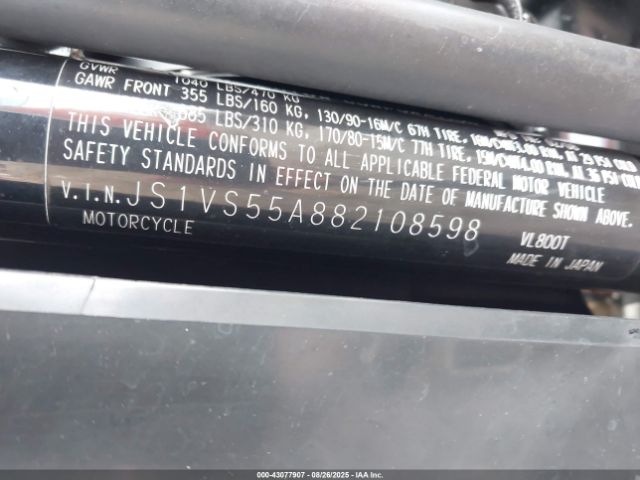 2008 SUZUKI VL800 JS1VS55A882108598 Photo 9