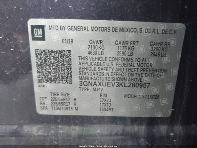 2019 CHEVROLET EQUINOX 3GNAXUEV3KL280957 Photo 8