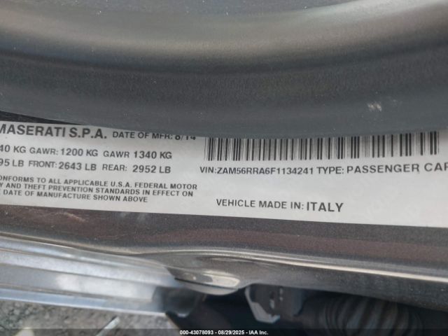 2015 MASERATI QUATTROPORTE ZAM56RRA6F1134241 Photo 8