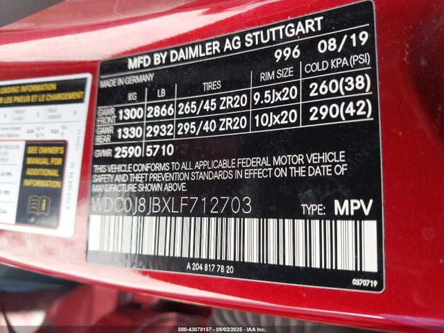 WDC0J8JBXLF712703 Mercedes-Benz m177