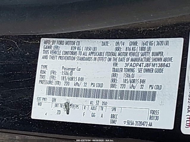 3FADP4TJ8FM138843 Ford Fiesta