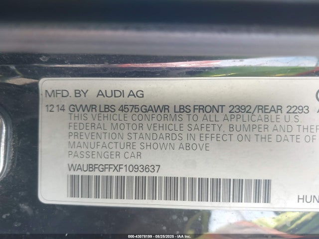 2015 AUDI A3 WAUBFGFFXF1093637 Photo 8
