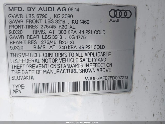 2015 AUDI Q7 WA1LGAFE7FD002213 Photo 8