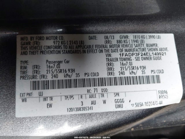 1FADP3F24EL149921 Ford Focus