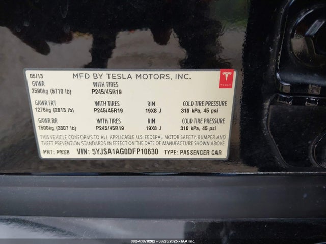 2013 TESLA MODEL S 5YJSA1AG0DFP10630 Photo 8